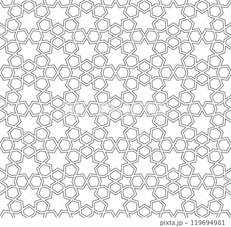 Seamless arabic geometric ornament in black color. 119694981