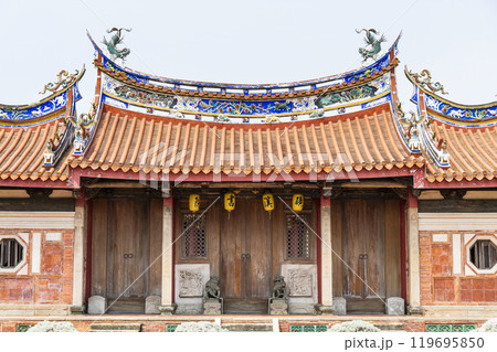 Building view of the Huangxi Academy (Wenchang Temple) in Taichung, Taiwan. The temple worshiped Wenchang Dijun. Building view of the Huangxi Academy (Wenchang Temple) in Taichung, Taiwan. The temple worshiped Wenchang Dijun. 119695850