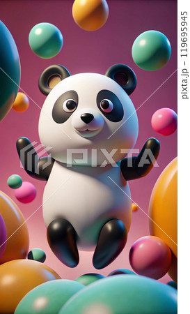 3d rendering of dynamic panda. Generative AI 119695945