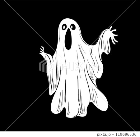 Surprised Halloween Ghost. Vector illustration 119696336