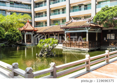 Building exterior of the Wu Family Garden (Former Tainan Assembly Hall) in Tainan, Taiwan. It was a classical flower garden built in a Chinese style. Building exterior of the Wu Family Garden (Former Tainan Assembly Hall) in Tainan, Taiwan. It was a classical flower garden built in a Chinese style. 119696375