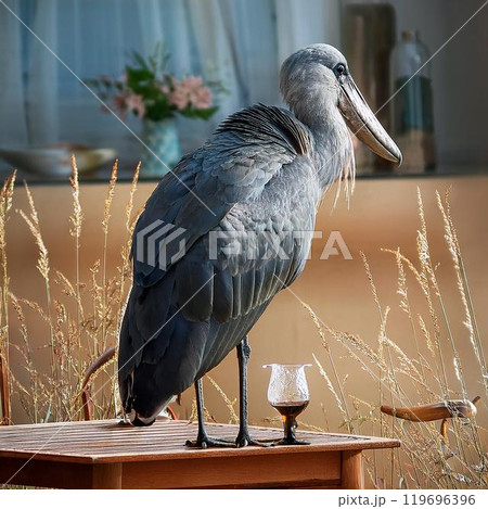 テーブルにいるハシビロコウ テーブルにいるハシビロコウ 119696396