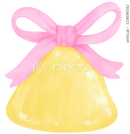Pink Coquette Christmas bell with ribbon bow watercolor Pink Coquette Christmas bell with ribbon bow watercolor 119696582
