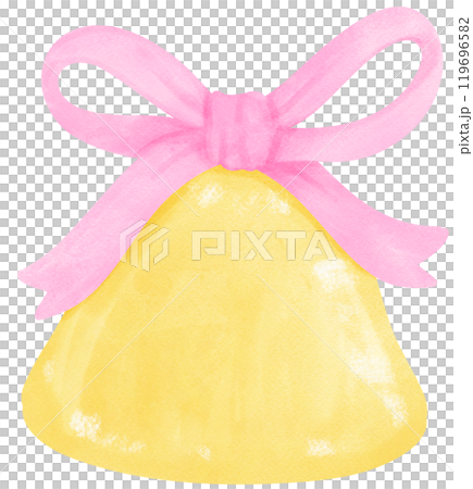 Pink Coquette Christmas bell with ribbon bow watercolor Pink Coquette Christmas bell with ribbon bow watercolor 119696582