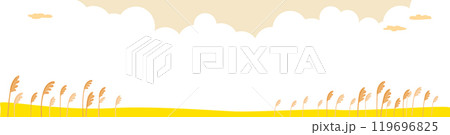 Autumn landscape background design with reeds and clouds. 119696825