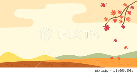 Autumn scenery with maple trees and hills. 119696843