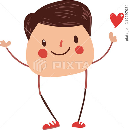 A happy male character holding a heart. Vector illustration A happy male character holding a heart. Vector illustration 119697024