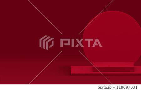 3d red podium pedestal with round wall background realistic vector illustration 3d red podium pedestal with round wall background realistic vector illustration 119697031