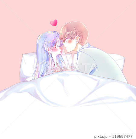 女性に迫る男性 パジャマ ベッド 女性に迫る男性 パジャマ ベッド 119697477