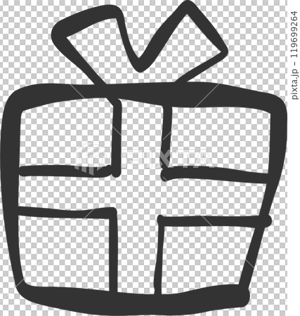 クリスマスプレゼントのモノクロ線画手描きイラストアイコン 119699264