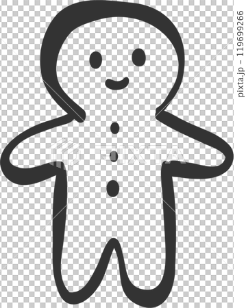 クリスマスジンジャークッキーのモノクロ線画手描きイラストアイコン クリスマスジンジャークッキーのモノクロ線画手描きイラストアイコン 119699266