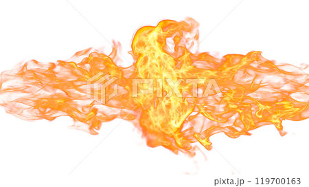 3d illustration. Tongues of flame collide from opposite sides on a white background.  119700163