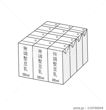 200mlの無調整豆乳の紙パック12本（1ダース） 119700844