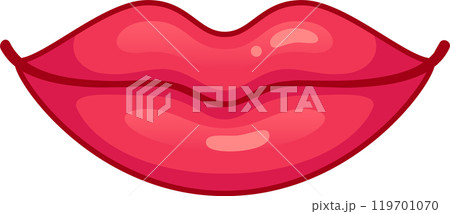 Cartoon illustration of red lips expressing a kiss or speech, isolated on white background Cartoon illustration of red lips expressing a kiss or speech, isolated on white background 119701070