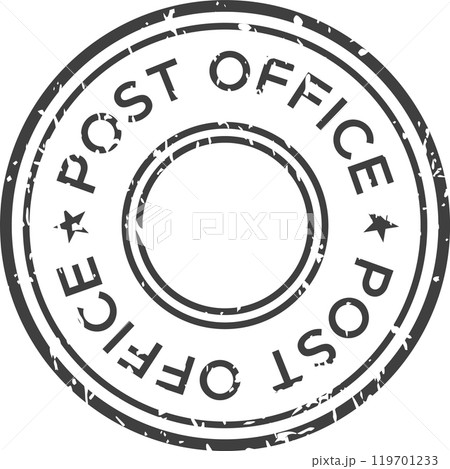 Vintage post office rubber stamp on white background adds old school charm to designs, symbolizing tradition and reliability 119701233