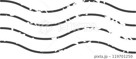 Four wavy grunge lines form a vintage postmark, adding retro charm to designs. Versatile black, white, and gray colors suit various backgrounds 119701250
