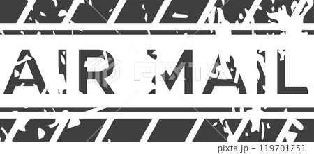 Distressed airmail stamp with grunge texture and diagonal lines, suitable for postal and shipping themes 119701251