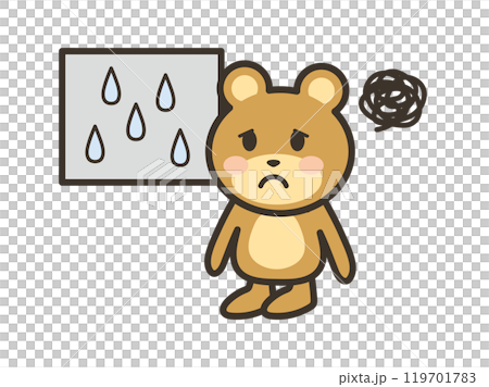 雨降りにがっかりするかわいいくまさんのイラスト 119701783