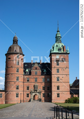 Castle of Vallo, Denmark on a sunny summer day. Royal Denmark. Castle of Vallo, Denmark on a sunny summer day. Royal Denmark. 119702152