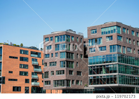 Facades of modern buildings in the city of Hamburg Germany. Facades of modern buildings in the city of Hamburg Germany. 119702173