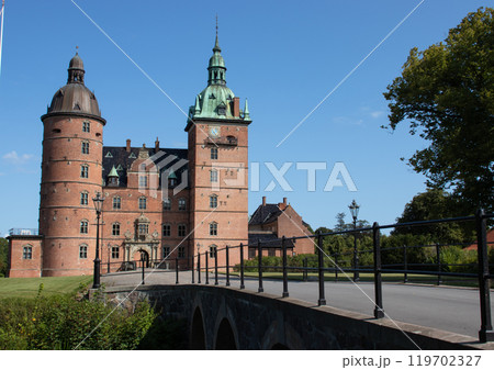 Castle of Vallo, Denmark on a sunny summer day. 119702327