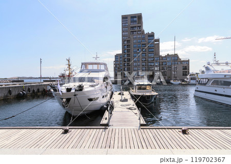 The concept of summer holidays on a yacht. The concept of summer holidays on a yacht. 119702367