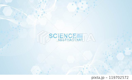 Health care abstract background with hexagons, lines and dots. Medical innovation banner template concept. Biology and pharmaceutical technology background. Vector illustration. 119702572