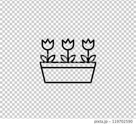 Vector illustration of flowers planted in a planter 119702590