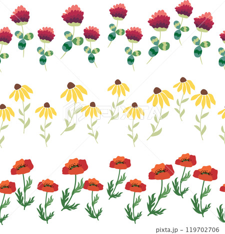 Chamomile horizontal border seamless pattern. Floral seamless border 119702706
