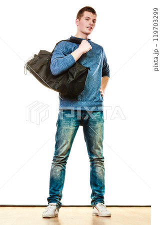 Young man casual style with bag isolated 119703299