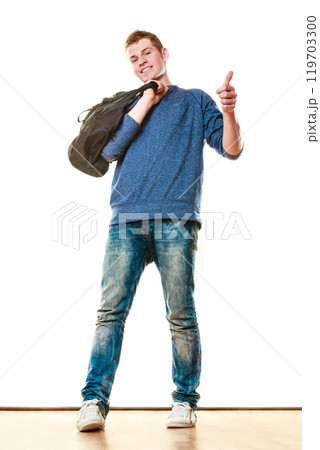 Young man casual style with bag isolated 119703300