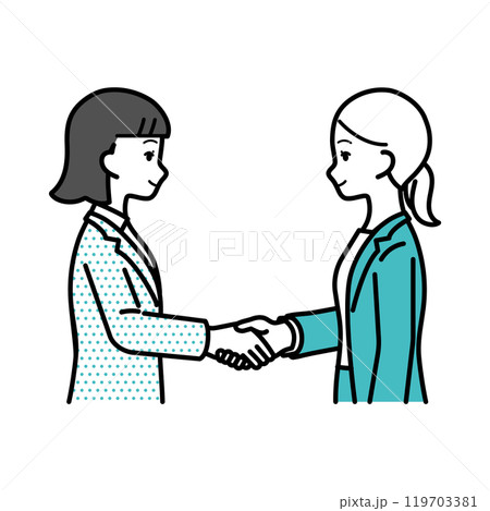 握手をする女性のビジネスパーソンイラスト 119703381