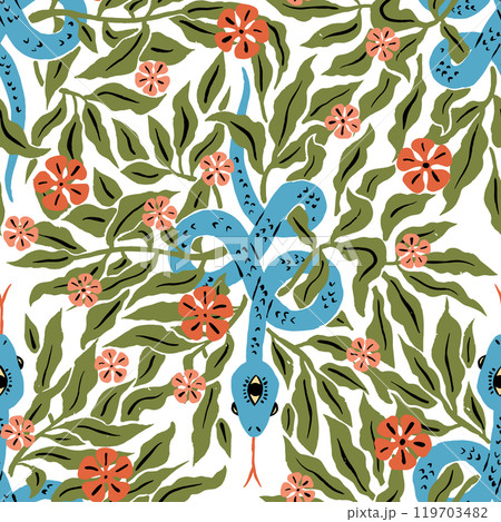 Seamless pattern with mystic floral snakes Seamless pattern with mystic floral snakes 119703482