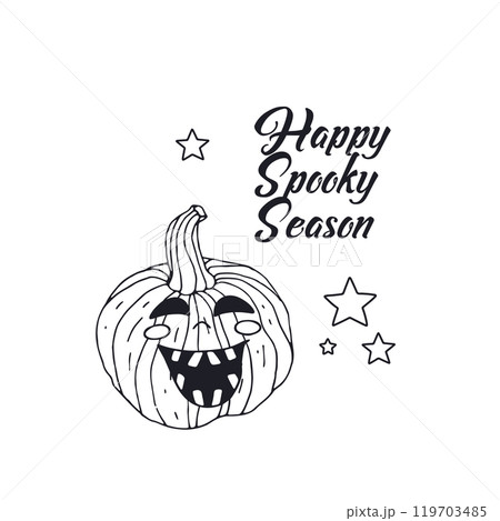 Card or poster with cute Halloween Jack-o-lantern.pumpkin Card or poster with cute Halloween Jack-o-lantern.pumpkin 119703485
