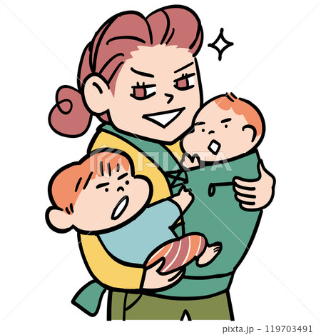 男の子の年子を抱える肝っ玉お母さん 119703491