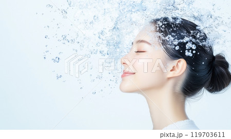 美肌ケアで瑞々しい肌を持つ女性 119703611