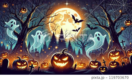 満月の夜のハロウィン 119703670