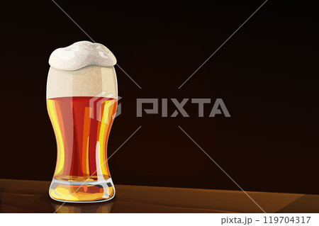 a realistic beer glass on dark backdrop a realistic beer glass on dark backdrop 119704317