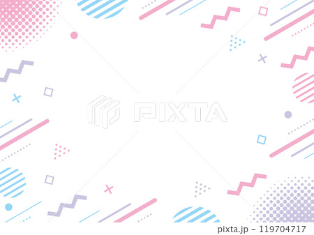 POPな幾何学模様のフレームイラスト_青とピンク 119704717