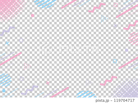 POPな幾何学模様のフレームイラスト_青とピンク 119704717