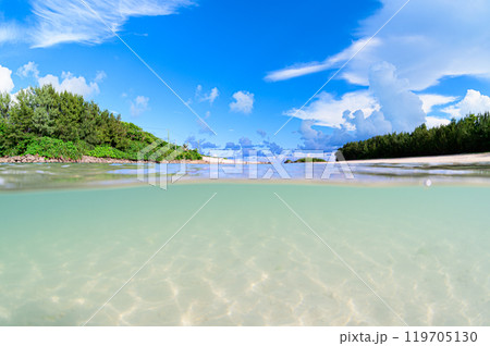 美しく輝く水底の砂浜 119705130