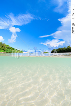 美しく輝く水底の砂浜 119705136
