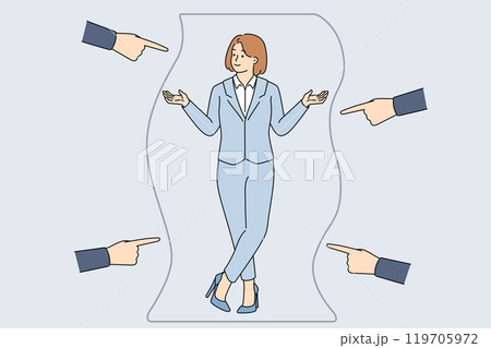 Personal boundaries around business woman to protect from hands who want to break into comfort zone 119705972
