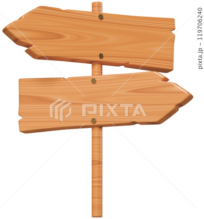 Wooden Direction Sign 3D Wooden Direction Sign 3D 119706240