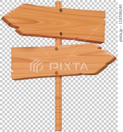 Wooden Direction Sign 3D 119706240