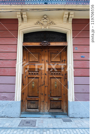 the antique carved front door the antique carved front door 119706556