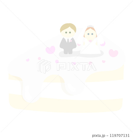 かわいい結婚式のケーキイラスト　透過 119707131