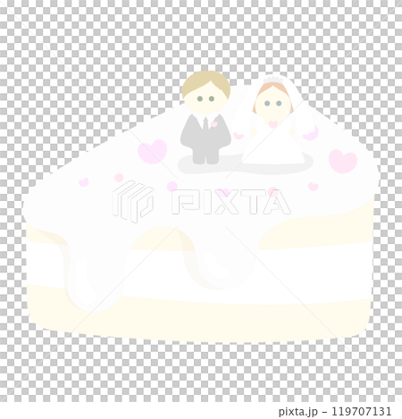 かわいい結婚式のケーキイラスト　透過 119707131