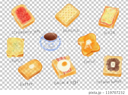 Various watercolor toasts 119707232
