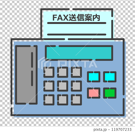 メモ文章やメッセージをファックスで送る電話機のイラスト 119707233